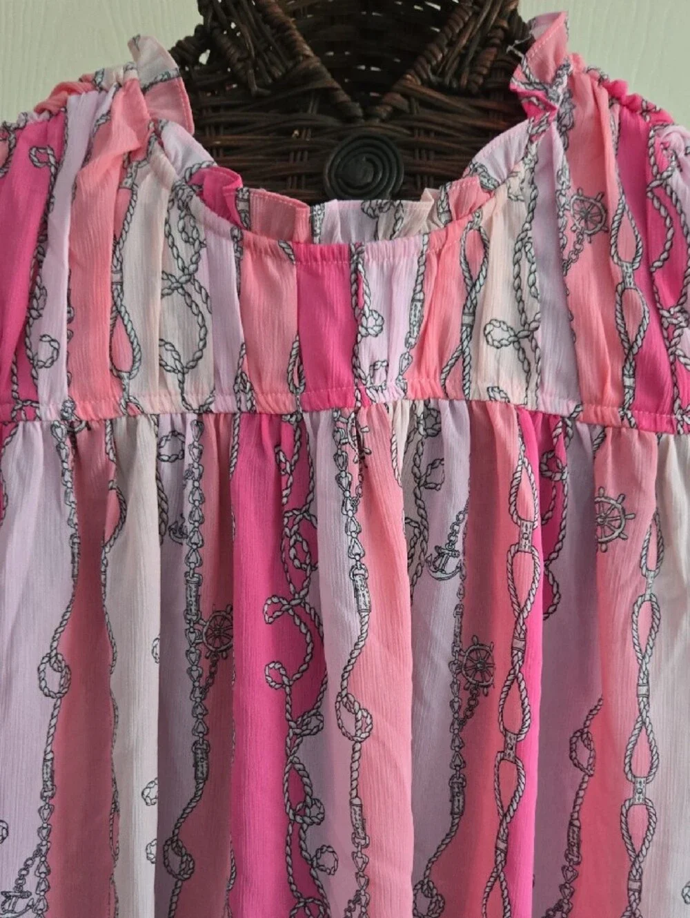 77 Park Women's Pink Striped Ruffle Sleeve Camisole-Size XL